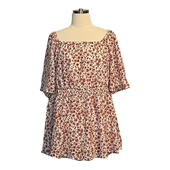 BLOOMCHIC FLORAL‎ PEPLUM TUNIC TOP PINK RED CREAM FLOWY PLUS SIZE 18-20 2… - Picture 1 of 7